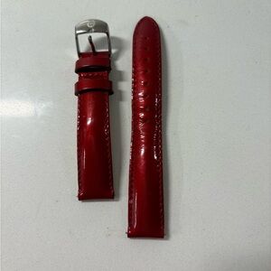 Michele 16 mm Genuine Patent Alligator Bright Red Leather Watch Band Strap